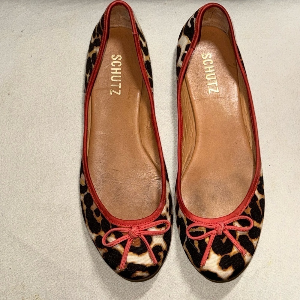 SCHUTZ animal‎ print fabric ballerina flats Sz 8 1/2